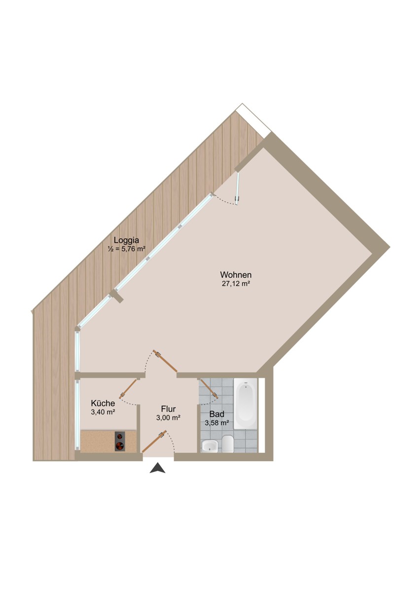 Grundriss Etagenwohnung Unterschlei�heim