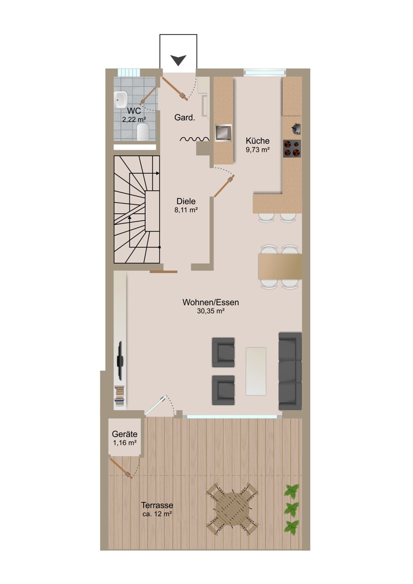 Grundriss EG Reihenhaus Haar