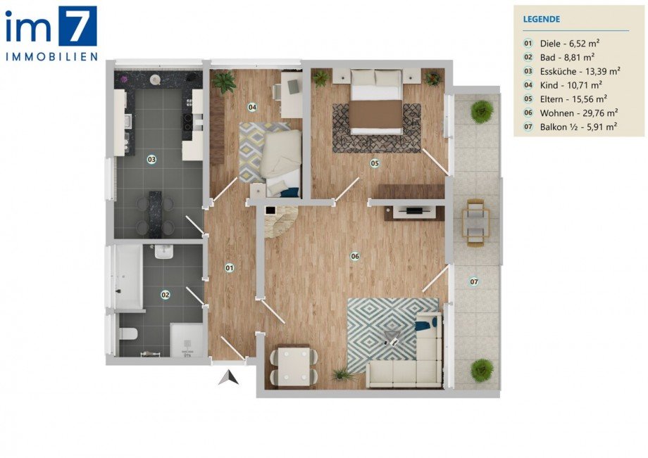 Grundriss Etagenwohnung Planegg