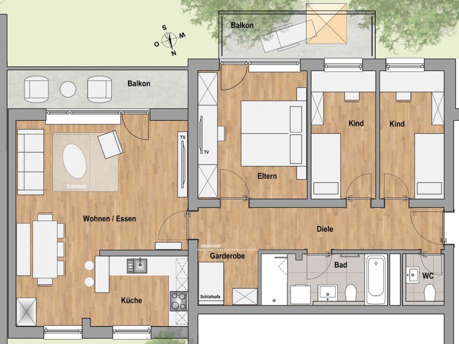 Grundriss Istzustand - 4-Zi. Etagenwohnung M�nchen
