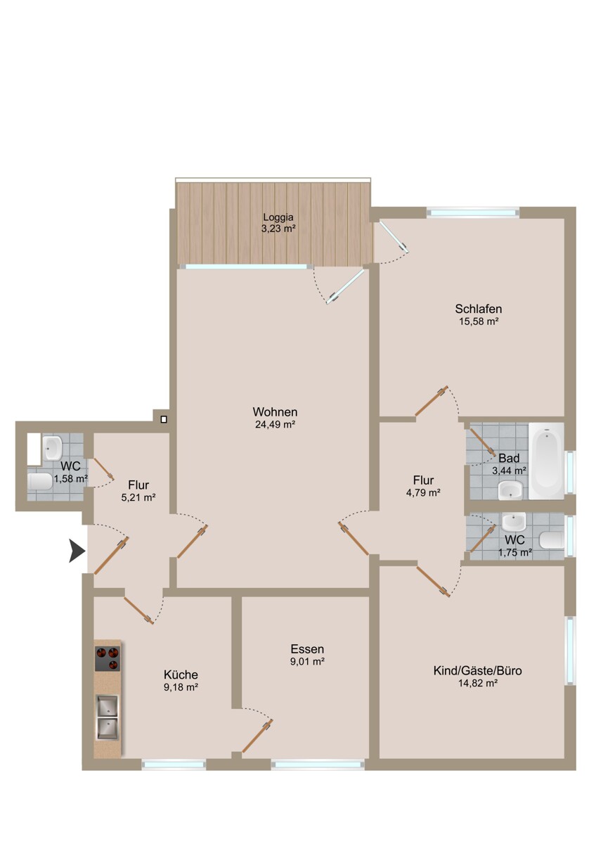 Grundriss Etagenwohnung Planegg